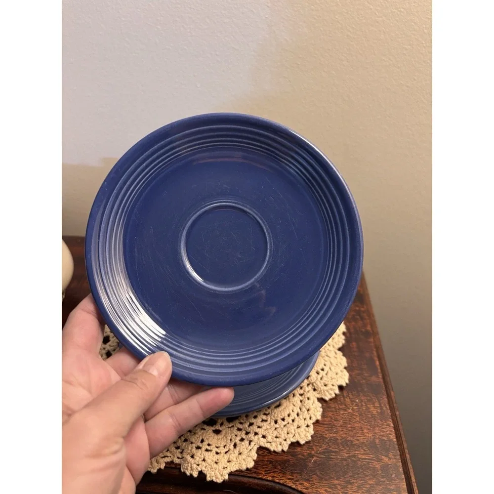 Set of 4 Fiesta Cobalt Blue Saucers Plates one vintage - Picture 7 of 13